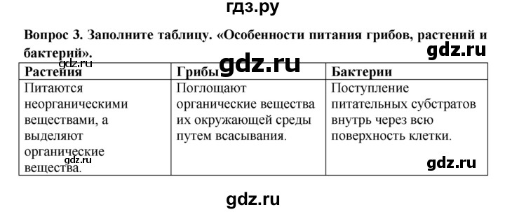 ГДЗ по биологии 6 класс  Пасечник рабочая тетрадь  урок 6 - 3, Решебник
